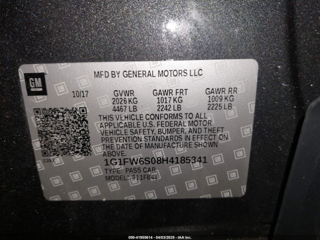 1G1FW6S08H4185341 Chevrolet BOLT EV LT