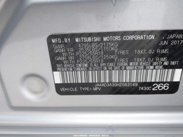 JA4AD3A30HZ063149 Mitsubishi Outlander Se
