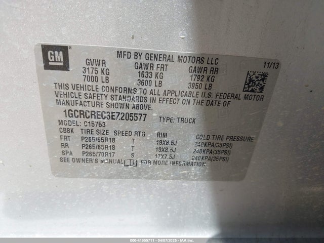 1GCRCREC3EZ205577 Chevrolet l83 - vvt, afm (active fuel management), aluminum