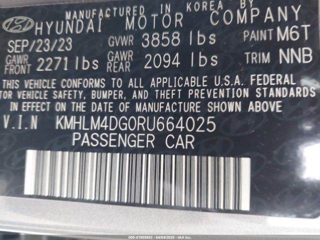 KMHLM4DG0RU664025 Hyundai ELANTRA SEL