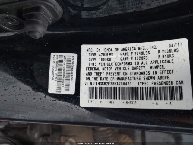 1HGCR2F38HA208473 Honda ACCORD LX