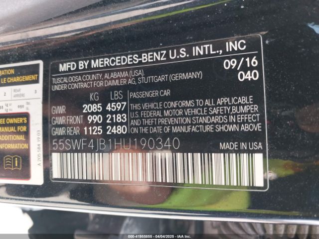 55SWF4JB1HU190340 Mercedes-Benz C 300 Luxury/sport