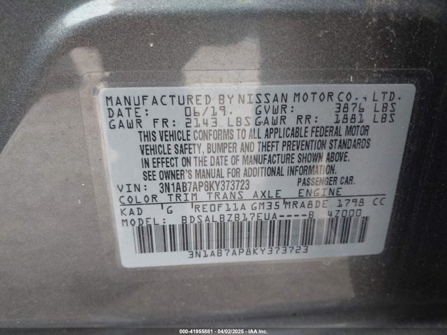 3N1AB7AP8KY373723 Nissan SENTRA S