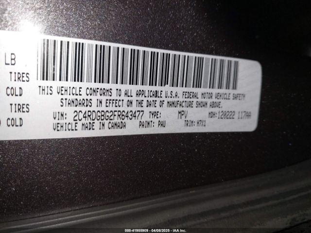 2C4RDGBG2FR643477 Dodge Grand Caravan American Value Pkg