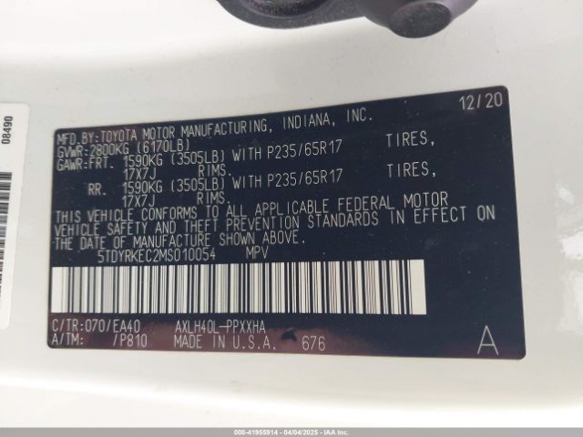 5TDYRKEC2MS010054 Toyota SIENNA XLE