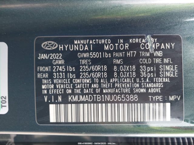 KMUMADTB1NU065388 Genesis Gv70 2.5t Awd