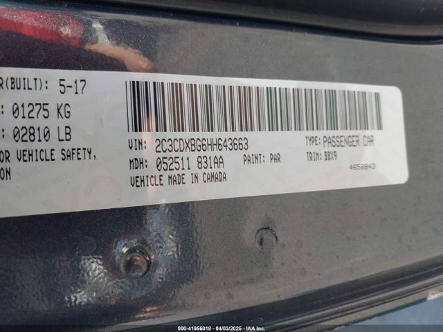 2C3CDXBG6HH643663 Dodge Charger Se Rwd