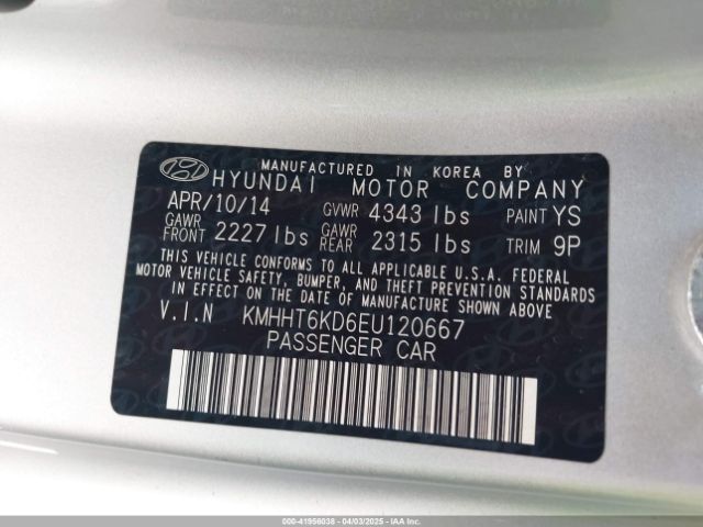 KMHHT6KD6EU120667 Hyundai Genesis 2.0t Premium