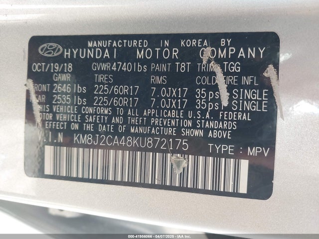 KM8J2CA48KU872175 Hyundai TUCSON SE
