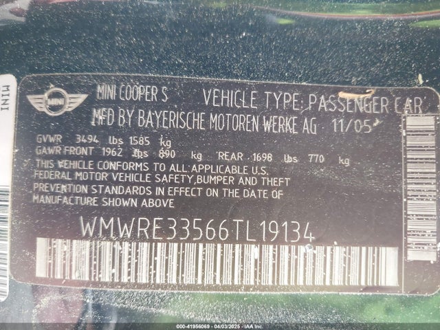 2006 MINI COOPER S WMWRE33566TL19134 Photo 8