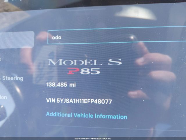 5YJSA1H11EFP48077 Tesla Model S P85