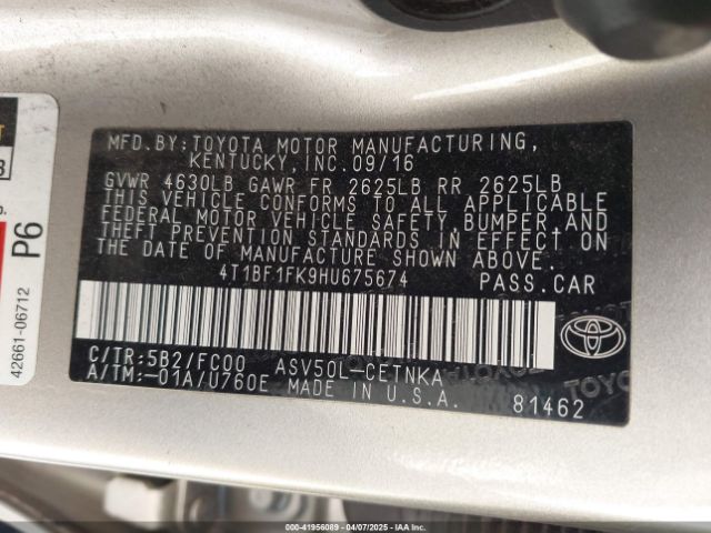 4T1BF1FK9HU675674 Toyota CAMRY LE