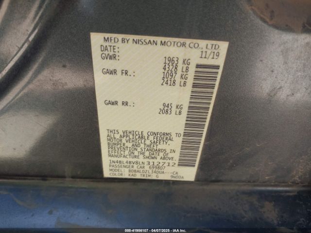 1N4BL4BV8LN312712 Nissan Altima S Fwd