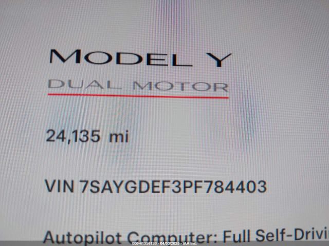 7SAYGDEF3PF784403 Tesla 2023