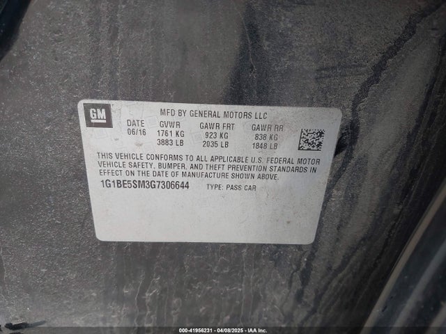 1G1BE5SM3G7306644 Chevrolet Cruze Lt Auto