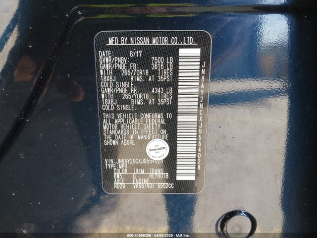 JN8AY2NCXJ9554028 Nissan ARMADA SV