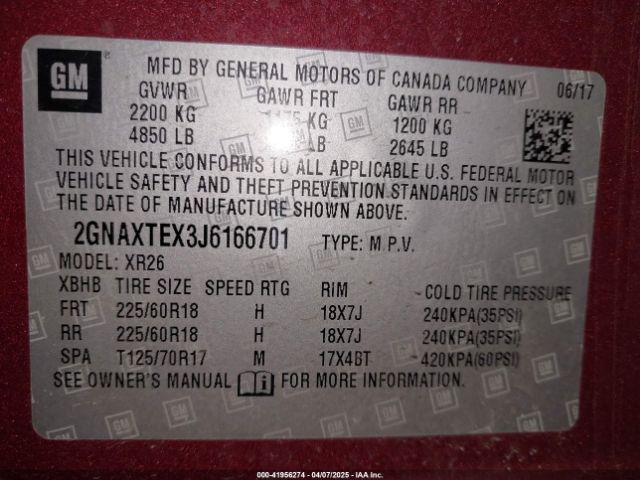 2018 CHEVROLET EQUINOX 2GNAXTEX3J6166701 Photo 8