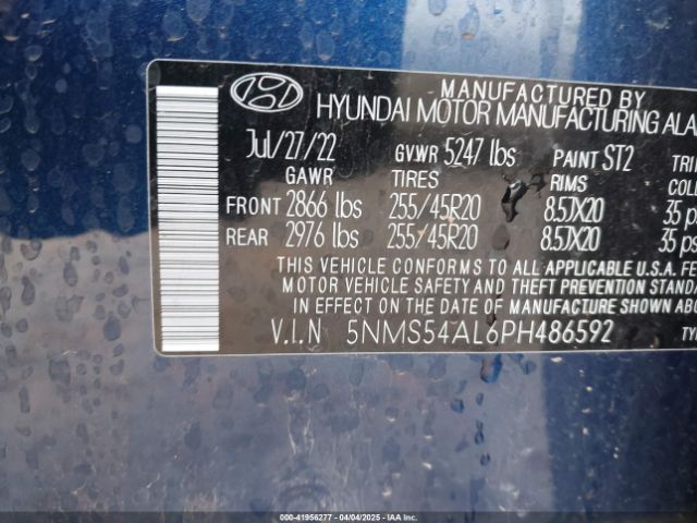 5NMS54AL6PH486592 Hyundai Santa Fe Calligraphy