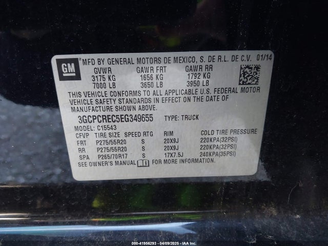 3GCPCREC5EG349655 Chevrolet Silverado 1500 1lt