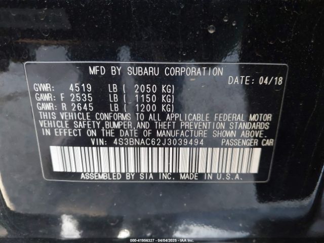 4S3BNAC62J3039494 Subaru Legacy 2.5i Premium