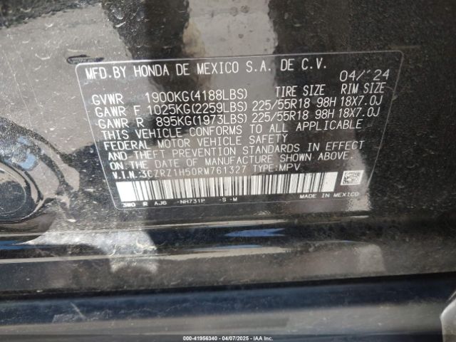 3CZRZ1H50RM761327 Honda HR-V SPORT