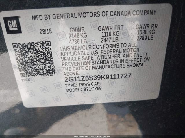 2G11Z5S39K9111727 Chevrolet IMPALA LT
