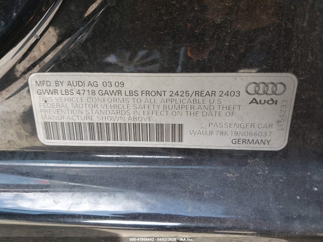 2009 AUDI A4 WAUJF78K19N066037 Photo 8