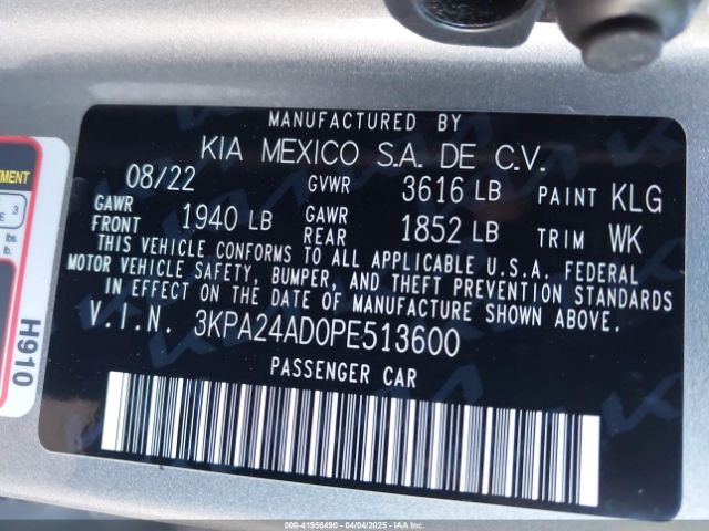 3KPA24AD0PE513600 KIA RIO S