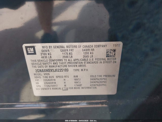 2GNAXKEX5J6225189 Chevrolet EQUINOX LT