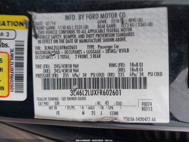 3LN6L2LUXFR602601 Lincoln MKZ HYBRID