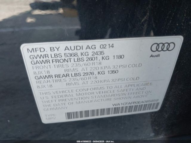WA1CFAFP0EA085858 Audi Q5 2.0t Premium
