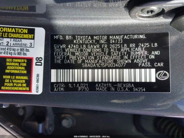 58ADA1C15PU034077 Lexus ES 300H