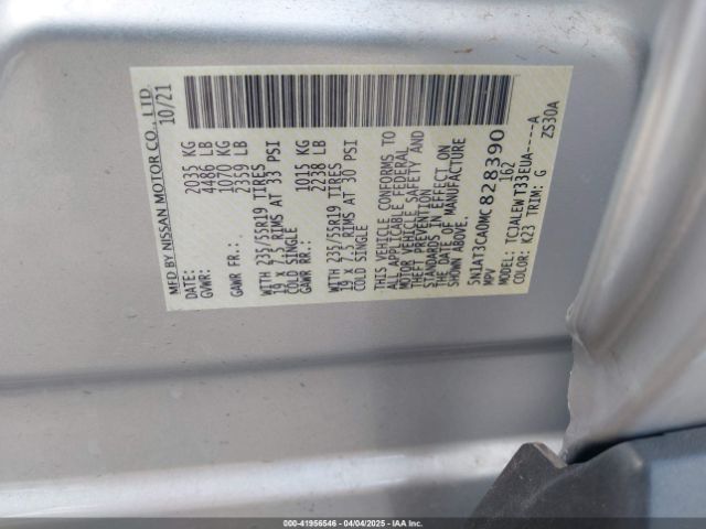 5N1AT3CA0MC828390 Nissan Rogue Sl Fwd
