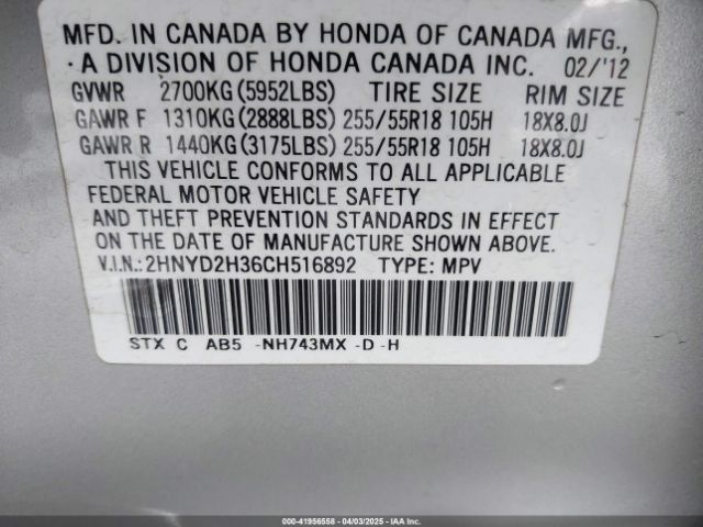 2012 ACURA MDX 2HNYD2H36CH516892 Photo 8