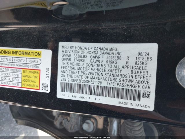 2HGFE2F25SH521120 Honda Civic Lx