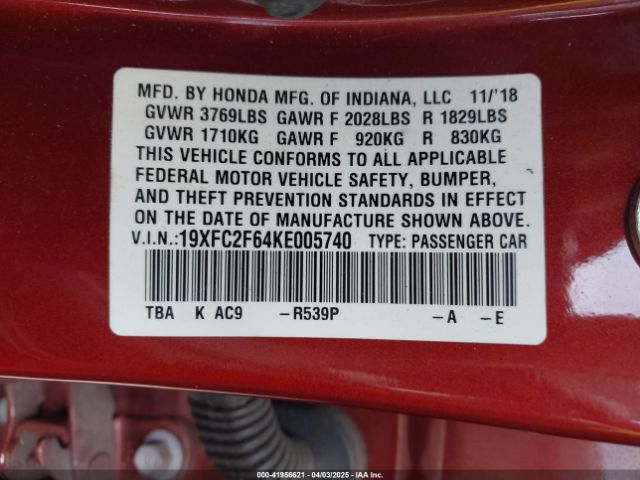 19XFC2F64KE005740 Honda Civic Lx