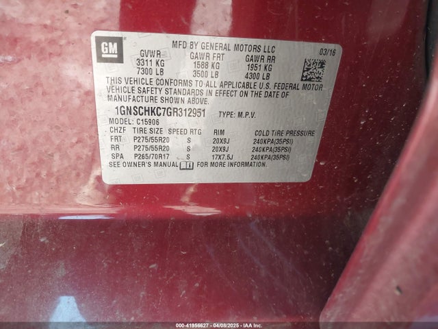 Chevrolet Suburban Lt 2016 1GNSCHKC7GR312951 Image 9
