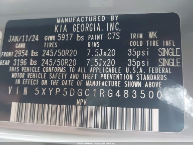 5XYP5DGC1RG483500 KIA Telluride Sx X-line