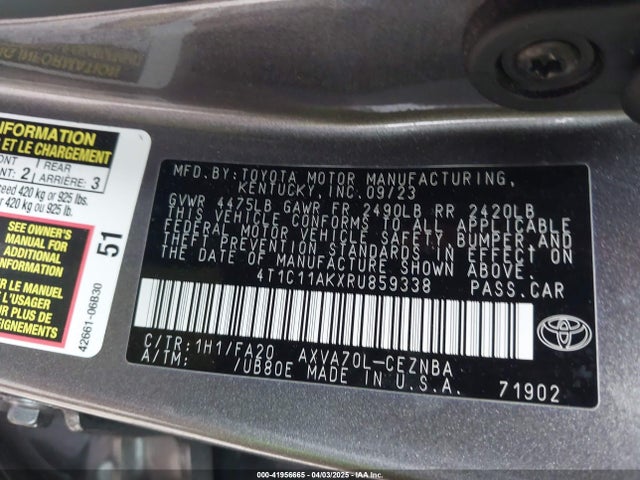4T1C11AKXRU859338 Toyota CAMRY LE