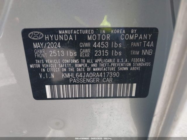 KMHL64JA0RA417390 Hyundai SONATA SEL