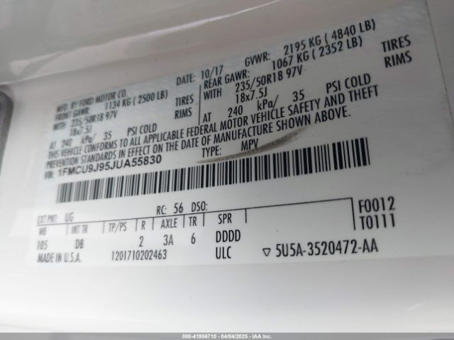 1FMCU9J95JUA55830 Ford Escape Titanium