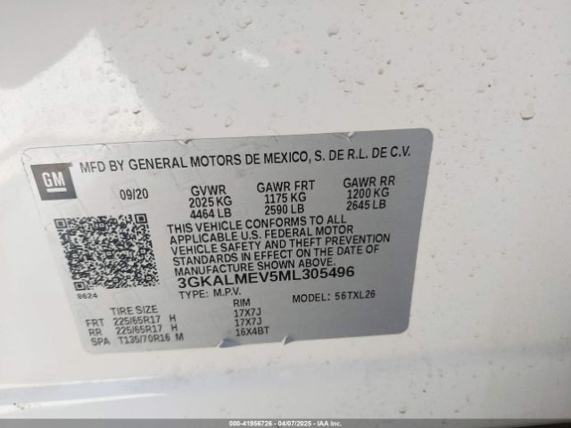 3GKALMEV5ML305496 GMC Terrain Fwd Sle