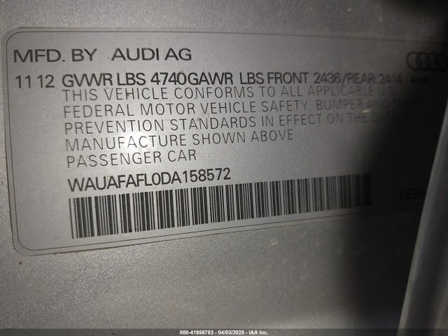 2013 AUDI A4 WAUAFAFL0DA158572 Photo 8