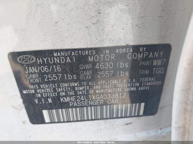 KMHE24L1XGA033812 Hyundai Sonata Hybrid Se