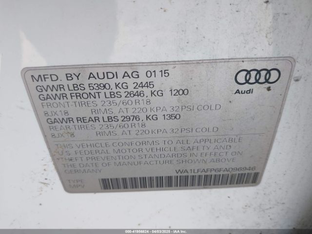 WA1LFAFP6FA096946 Audi Q5 2.0t Premium
