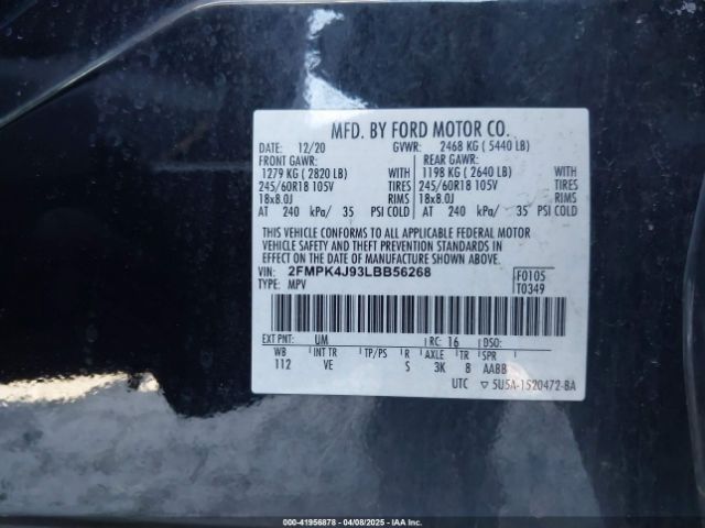 2FMPK4J93LBB56268 Ford EDGE SEL
