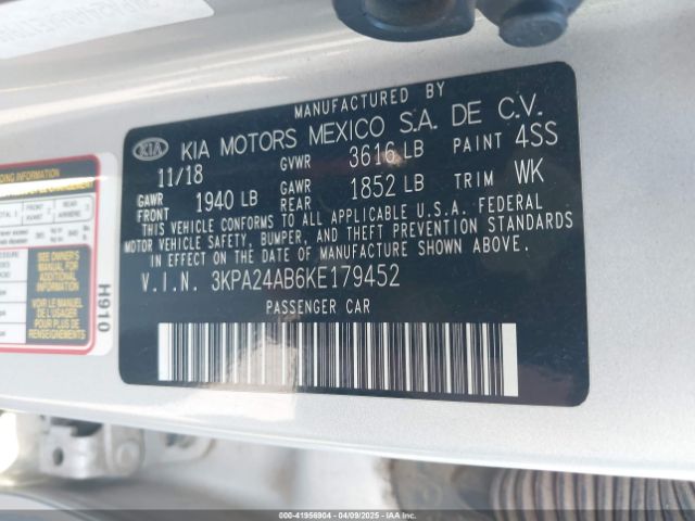 3KPA24AB6KE179452 KIA RIO S