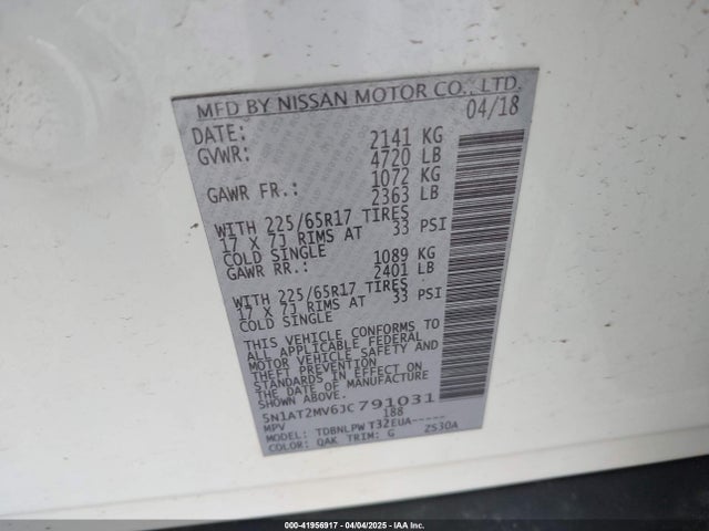 5N1AT2MV6JC791031 Nissan ROGUE S