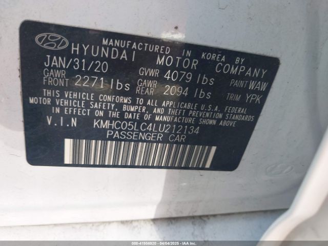 KMHC05LC4LU212134 Hyundai Ioniq Hybrid Limited