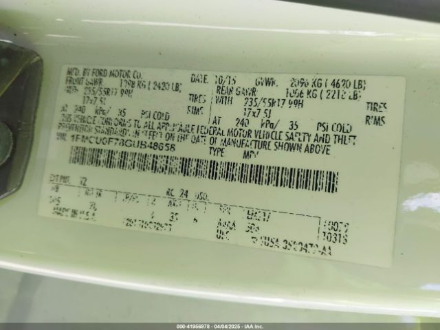 1FMCU0F78GUB48658 Ford ESCAPE S